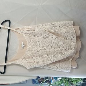 CAbi Lace Cami Blouse in Creme